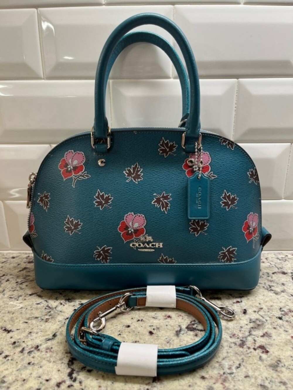 Coach Mini Sierra Satchel Crossbody Bag in Wildflower Print EUC